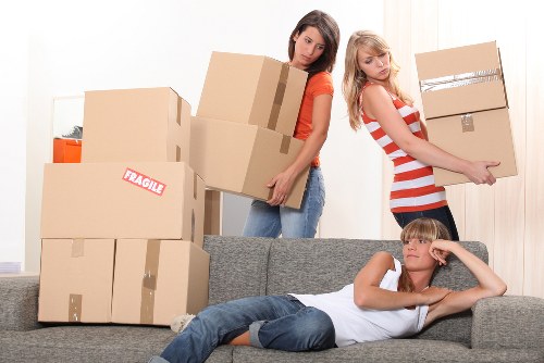 Careful loading of household items into a removal van